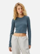 Cotton Long-Sleeve Crop T-shirt