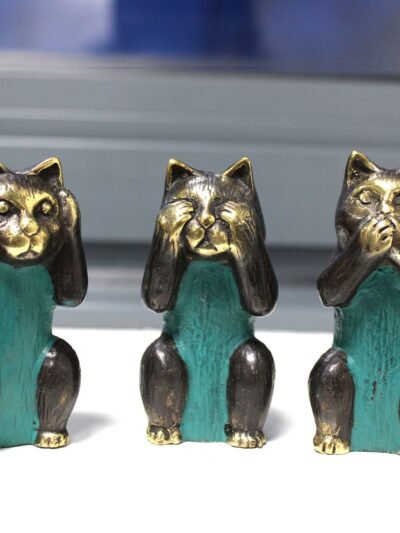 Set of 3 - See No, Hear No, Speak No Evil - Brass Cats